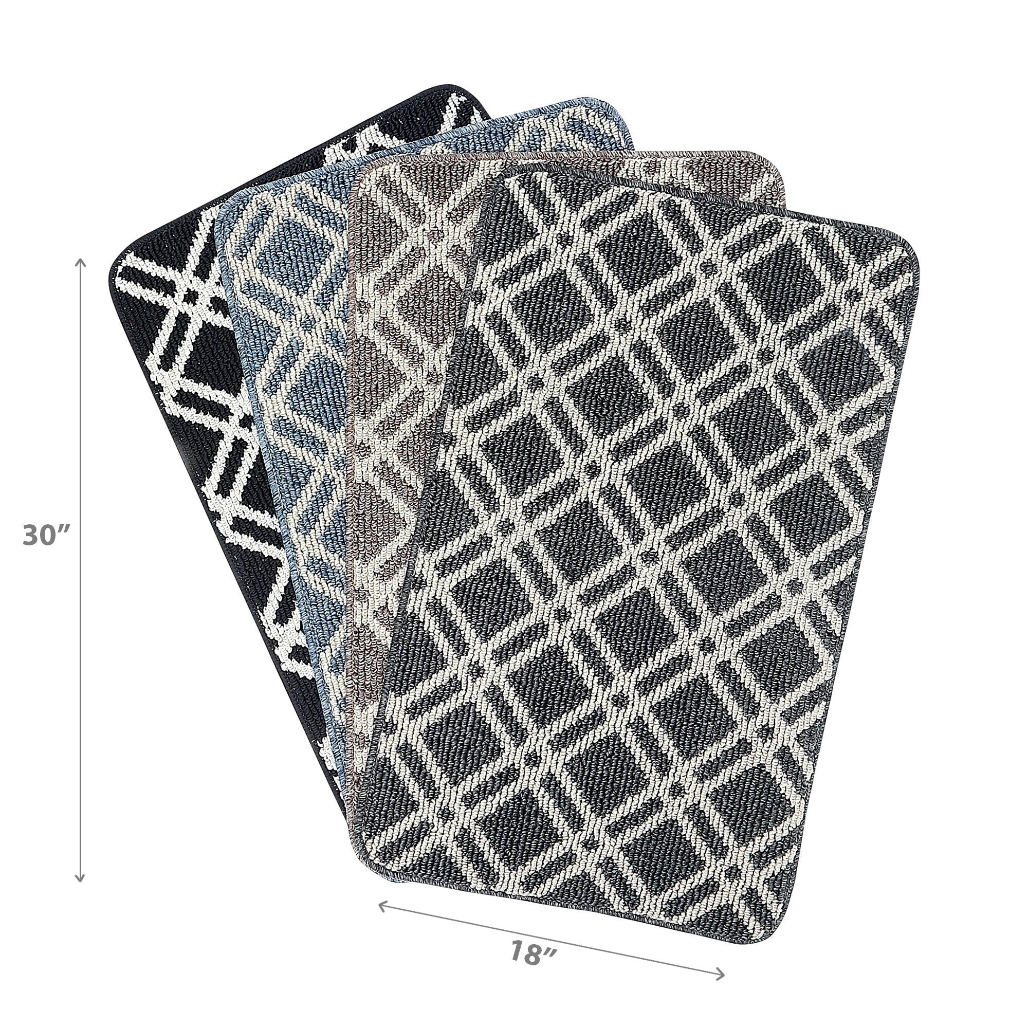 Diamond Tufted Floor Mat Assorted 18x30 Inch Set Of 4, Soft Indoor Floor Rug