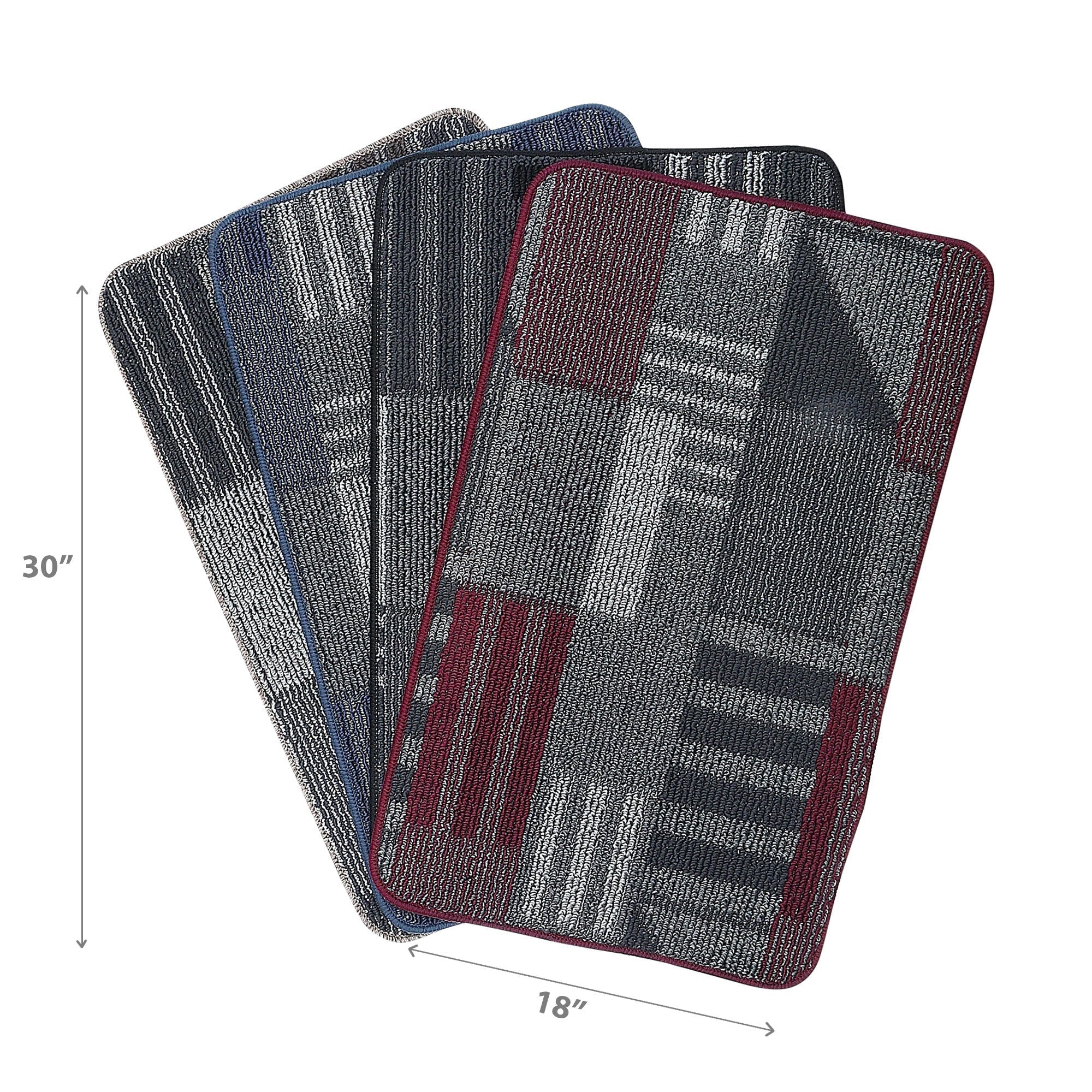 Zhara Heavy Tufted Floor Mat Assorted 18x30 Inch Set Of 4, Durable Indoor Floor Rug