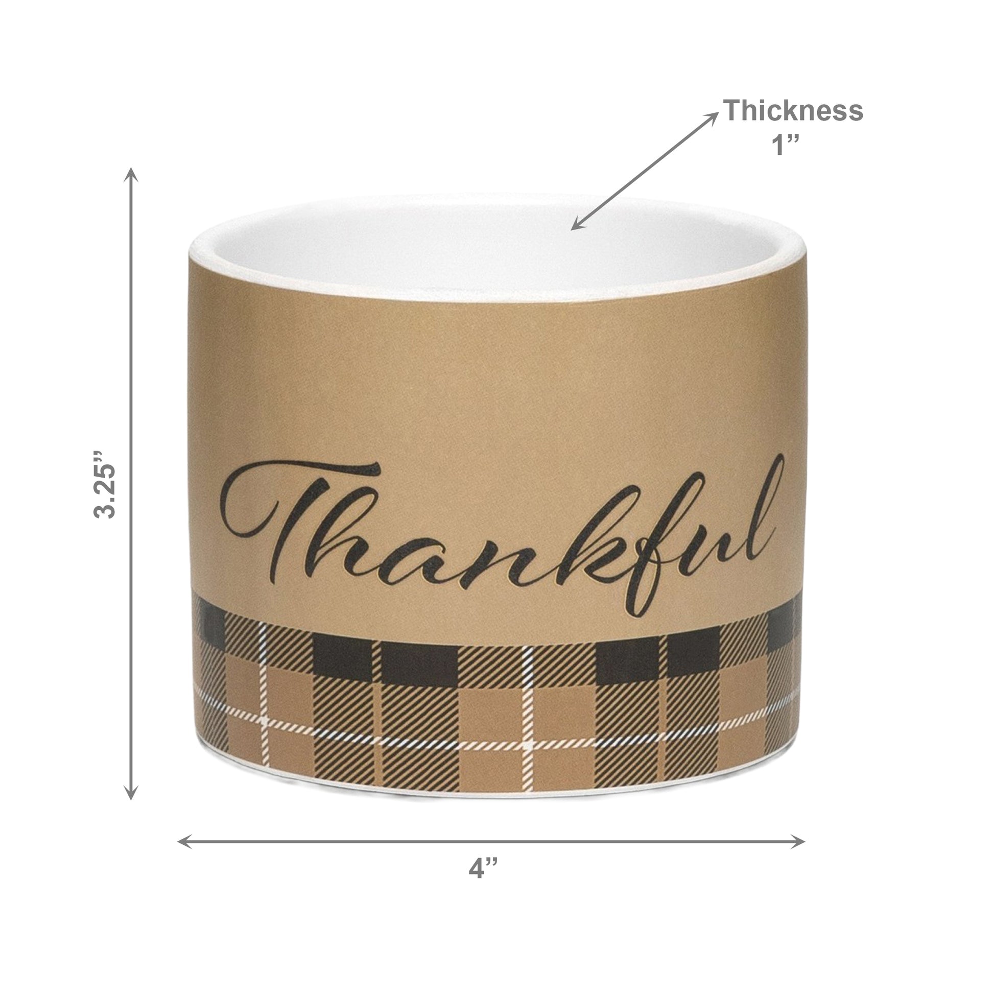 Pot Thankful Plaid Medium, Fall Harvest, Planter, Holiday Decor- Set of 2