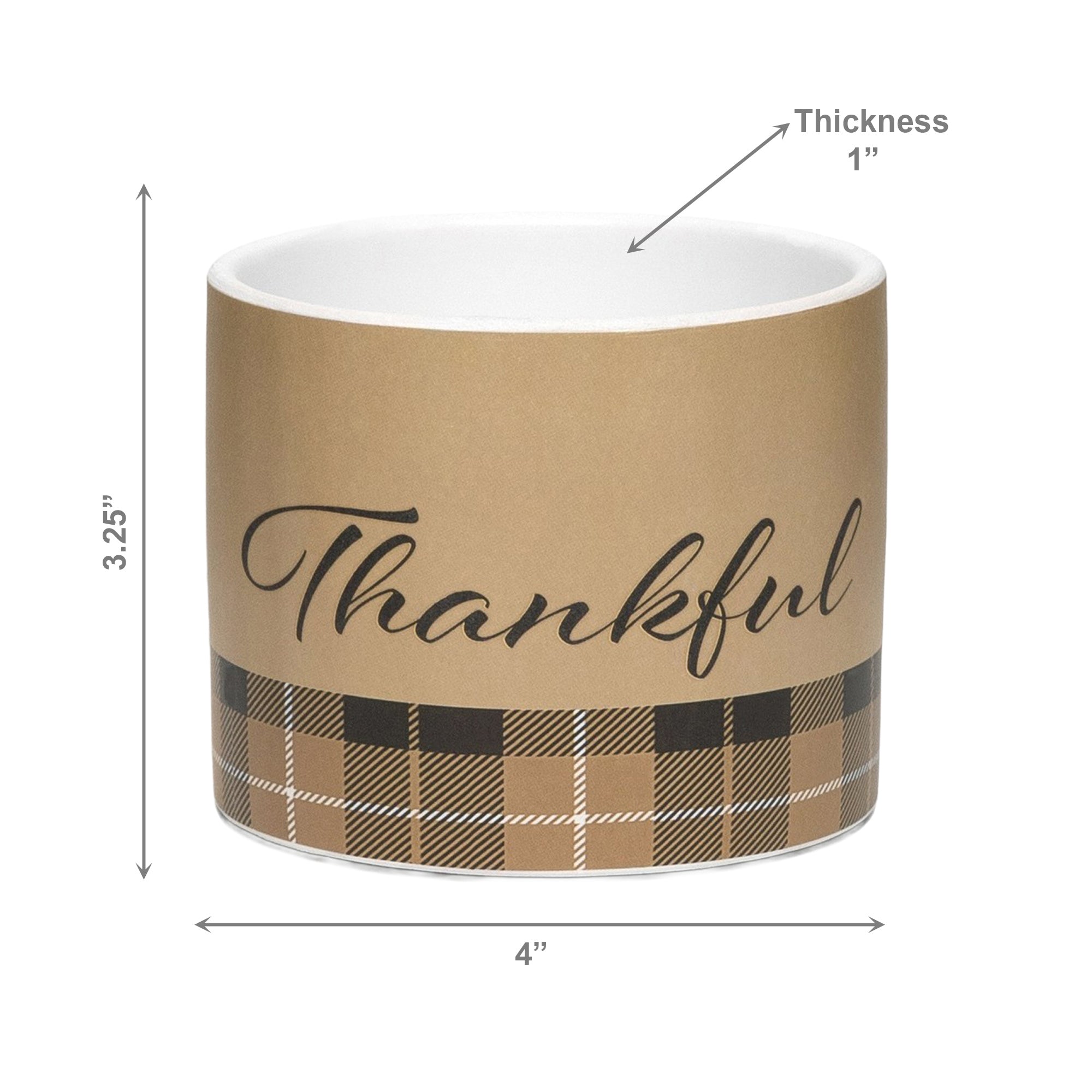 Pot Thankful Plaid Medium, Fall Harvest, Planter, Holiday Decor- Set of 2