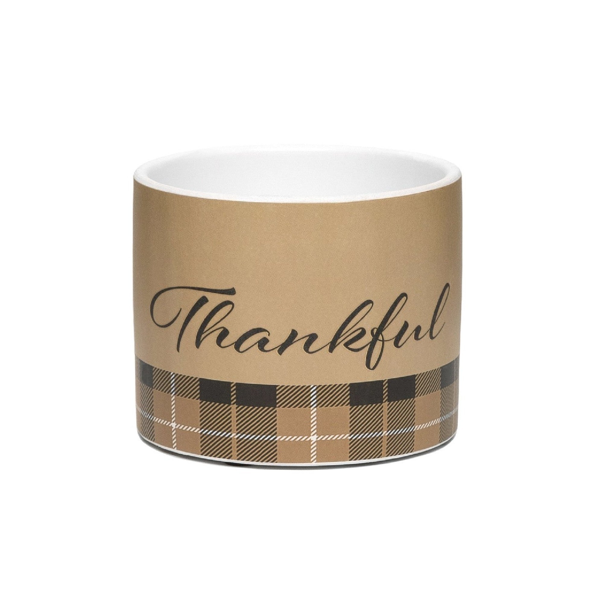 Pot Thankful Plaid Medium, Fall Harvest, Planter, Holiday Decor- Set of 2