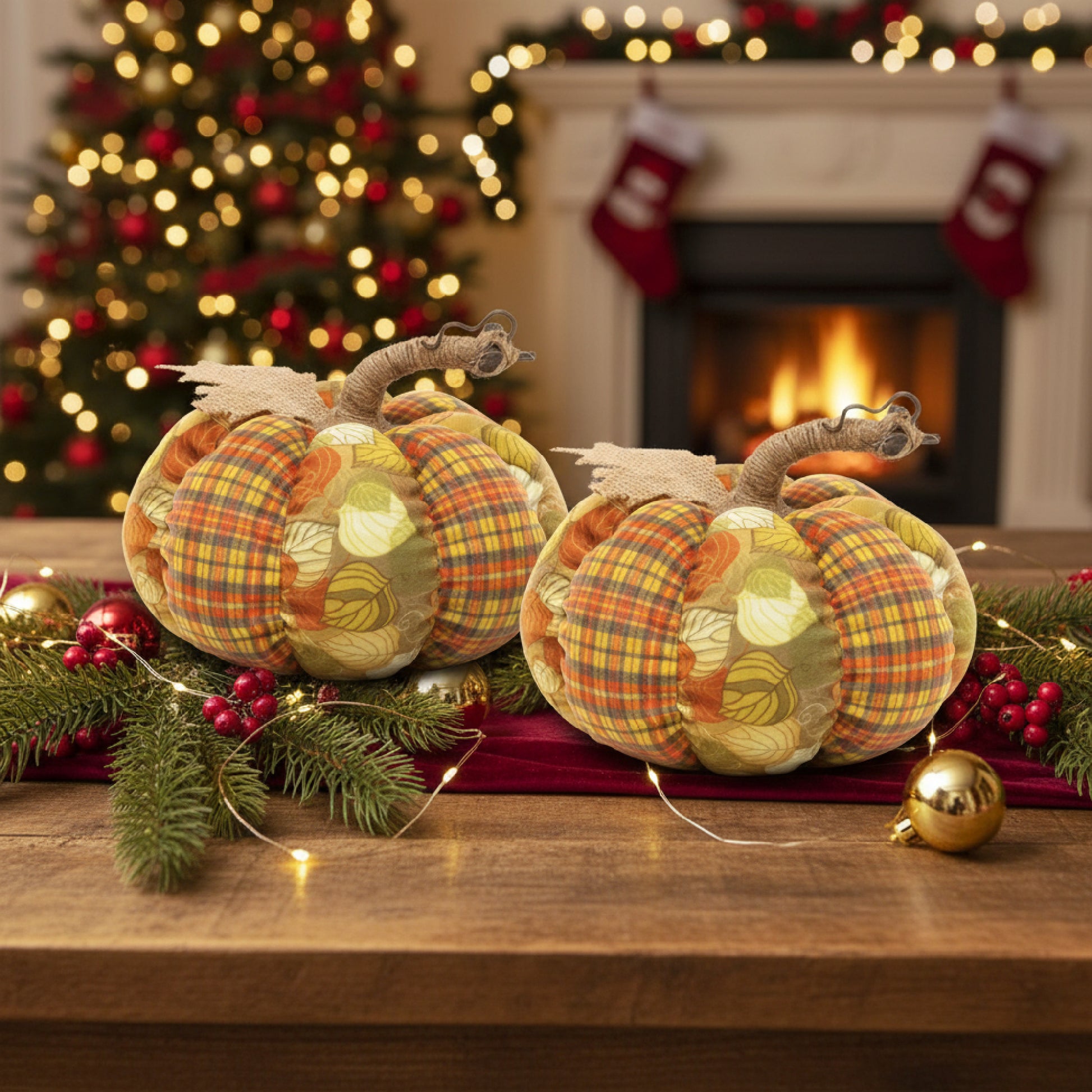 Plush Pumpkin Large, Fall Harvest, Plush Figure, Holiday Decor- Set of 2