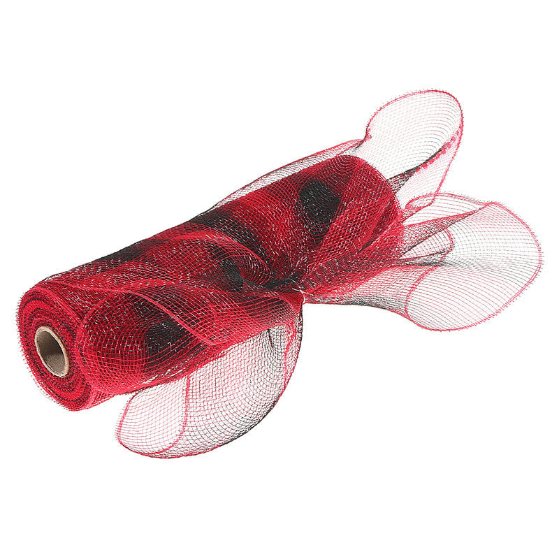 Mesh Ribbon – Red Buffalo, 10"x5Y, Craft and Holiday Ribbon, Set of 4