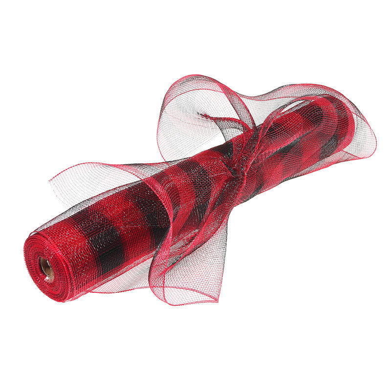 Mesh Ribbon – Red Buffalo, 21"x10Y, Holiday & Craft Ribbon, Set of 2