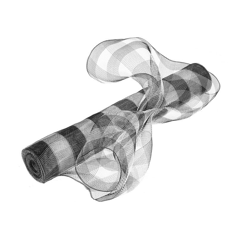 Mesh Ribbon – White Buffalo, 21"x10Y, Decorative Gift & Craft Ribbon, Set of 2
