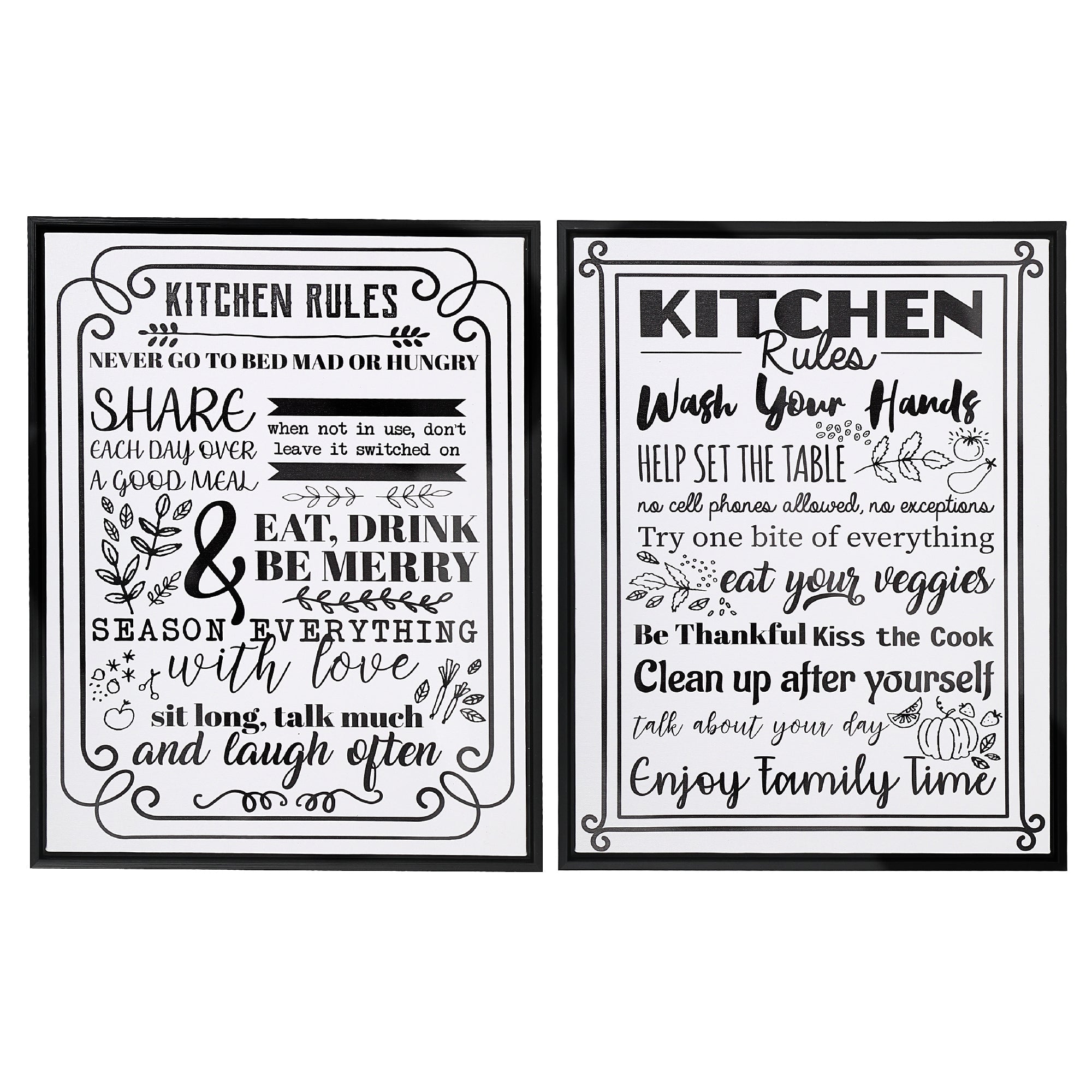 Canvas Wall Sign Kitchen Rules 16 X 20 Kitchen Wall Decor - Set of 2