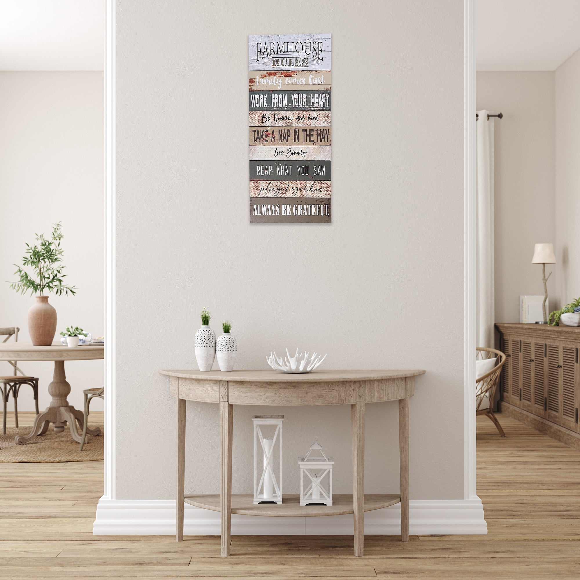 Canvas Wall Sign Farmhouse Rules, Rustic Canvas Wall Art, Farmhouse Home Decor