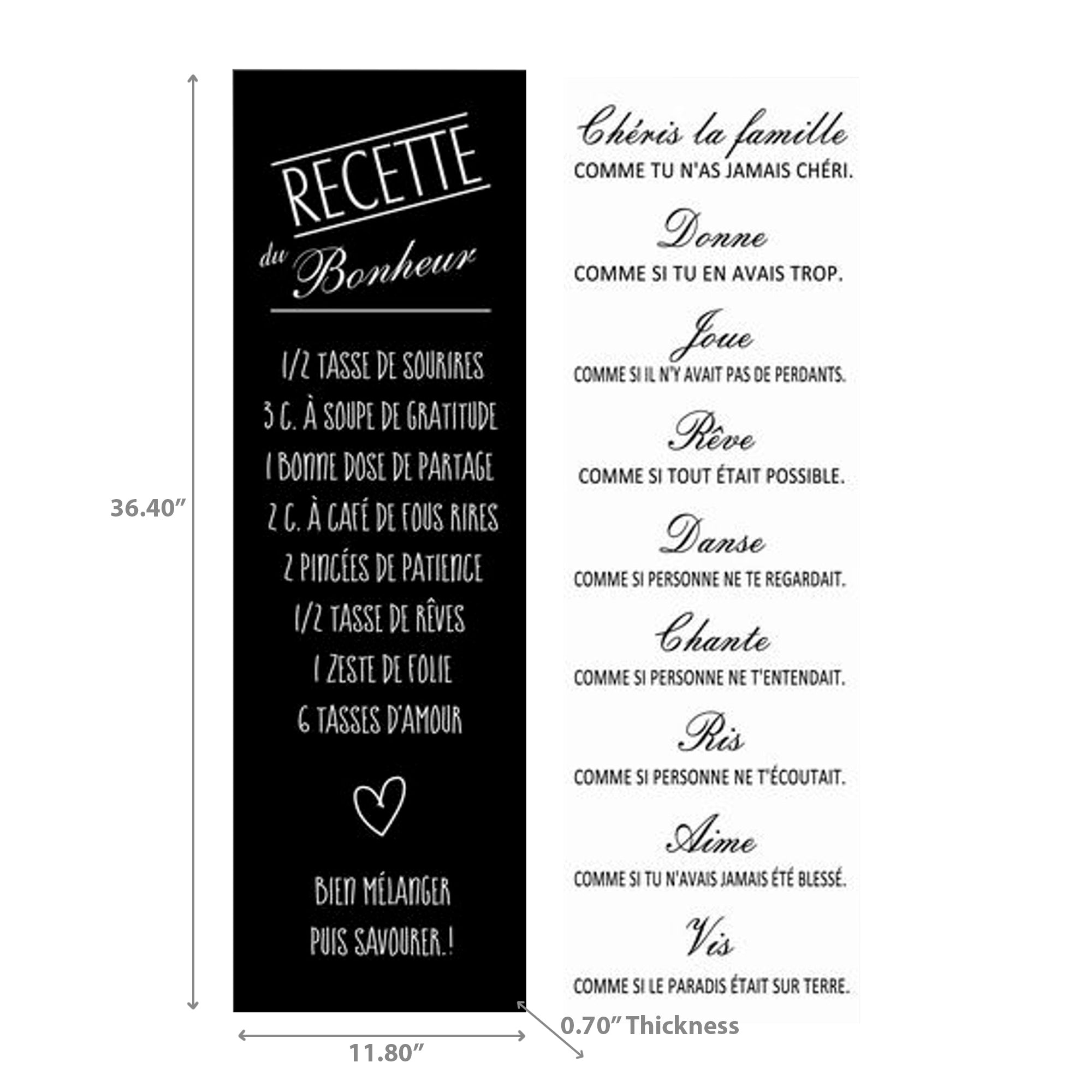 Canvas Wall Sign Recette & Famille Assorted Set Of 2, Kitchen Canvas Wall Art, Home Decor