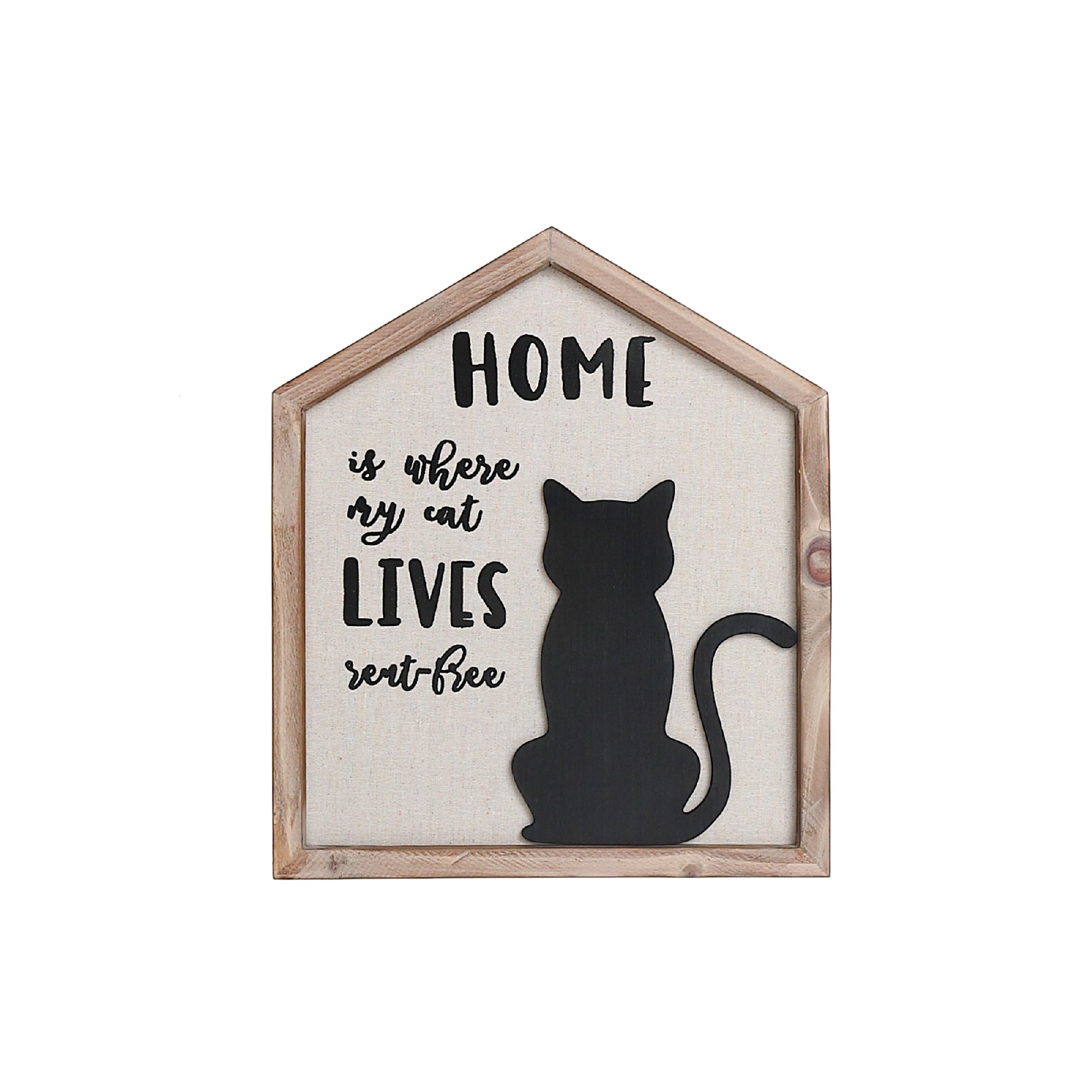 Framed House Shape Cat Wall Sign, Rustic Farmhouse Home Decor, Animal Accent