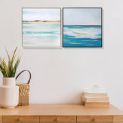 Framed Canvas Ocean Wall Art Set Of 2, Coastal Beach Wall Decor