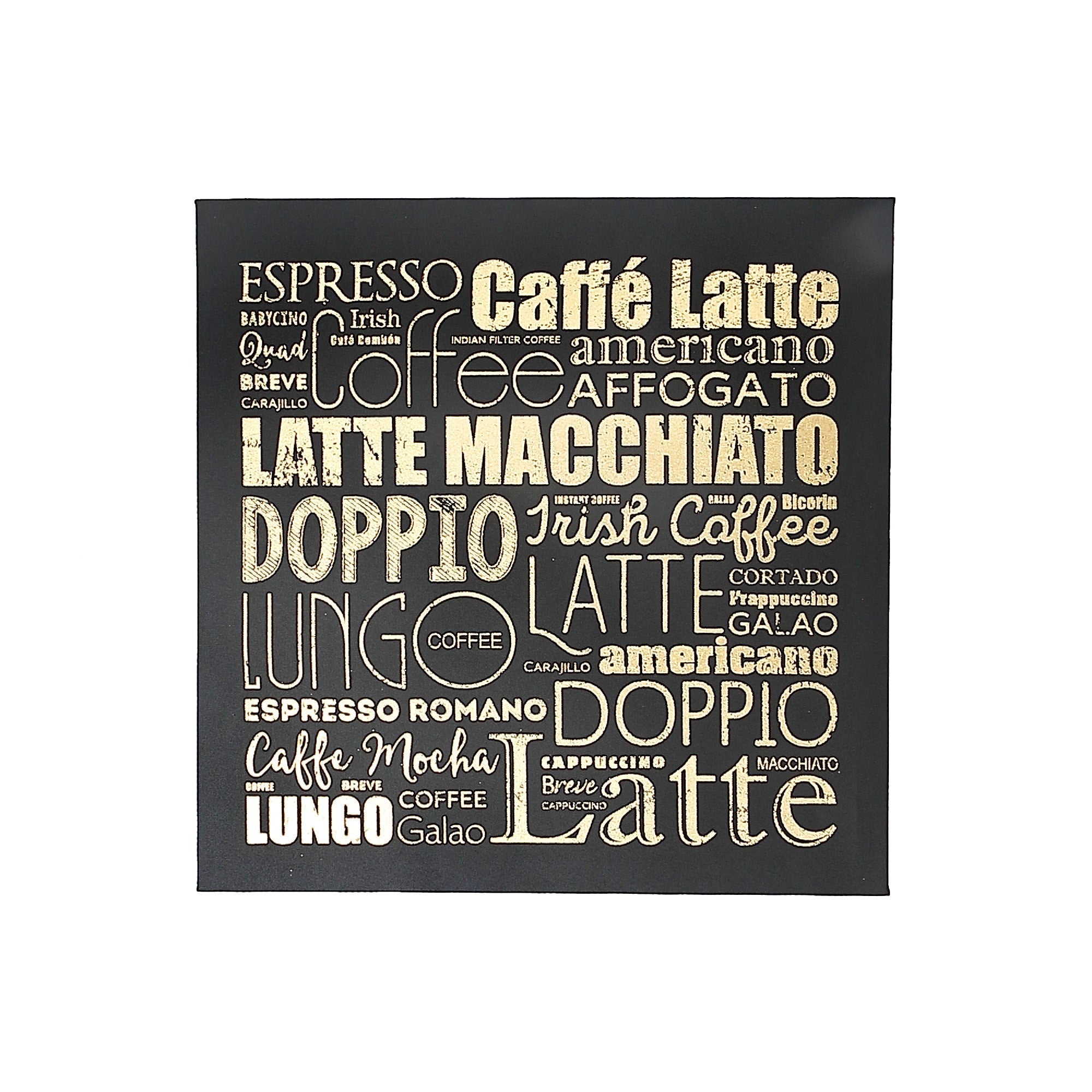 Canvas Wall Art Cafe Latte With Foil Accent, Coffee Kitchen Wall Decor
