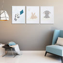 Framed 3D Canvas Wall Art Elephant/Rabbit/Panda Assorted - Set of 3