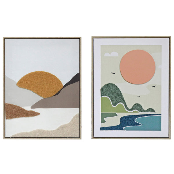 Framed 3D Canvas Wall Art Sunrise Assorted - Set of 2