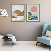 Framed Three Dimensional Canvas Wall Art Sunrise Assorted - Set of 2, Nature Wall Decor, Home Artwork, Seasonal Accent