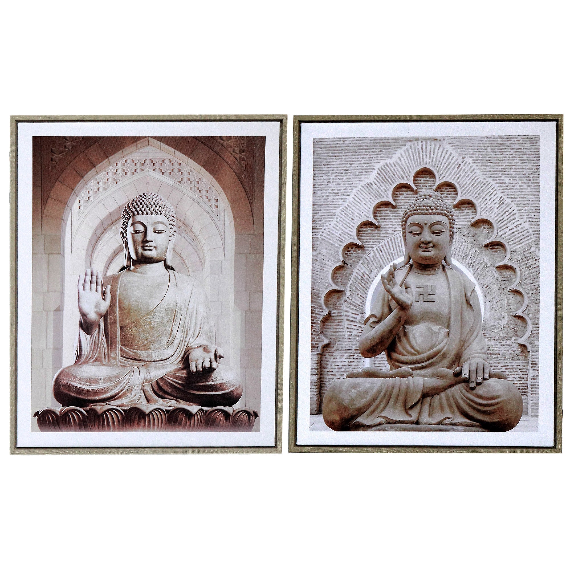 Framed Canvas Wall Art Buddha Assorted - Set of 2, Spiritual Wall Decor, Home Artwork, Meditation Room Accent