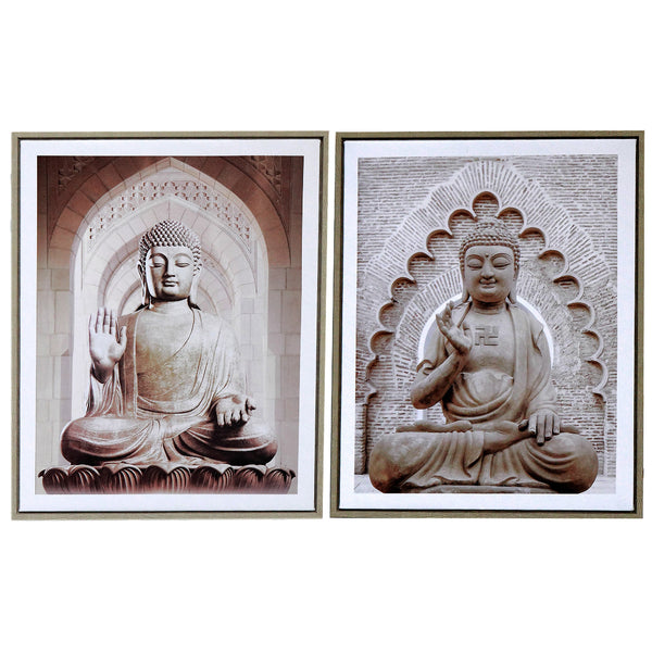 Framed Canvas Wall Art Buddha Assorted - Set of 2