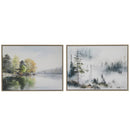 Framed Canvas Wall Art Misty Forest/Forest Lake Assorted - Set of 2