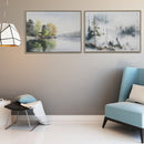 Framed Canvas Wall Art Misty Forest/Forest Lake Assorted - Set of 2