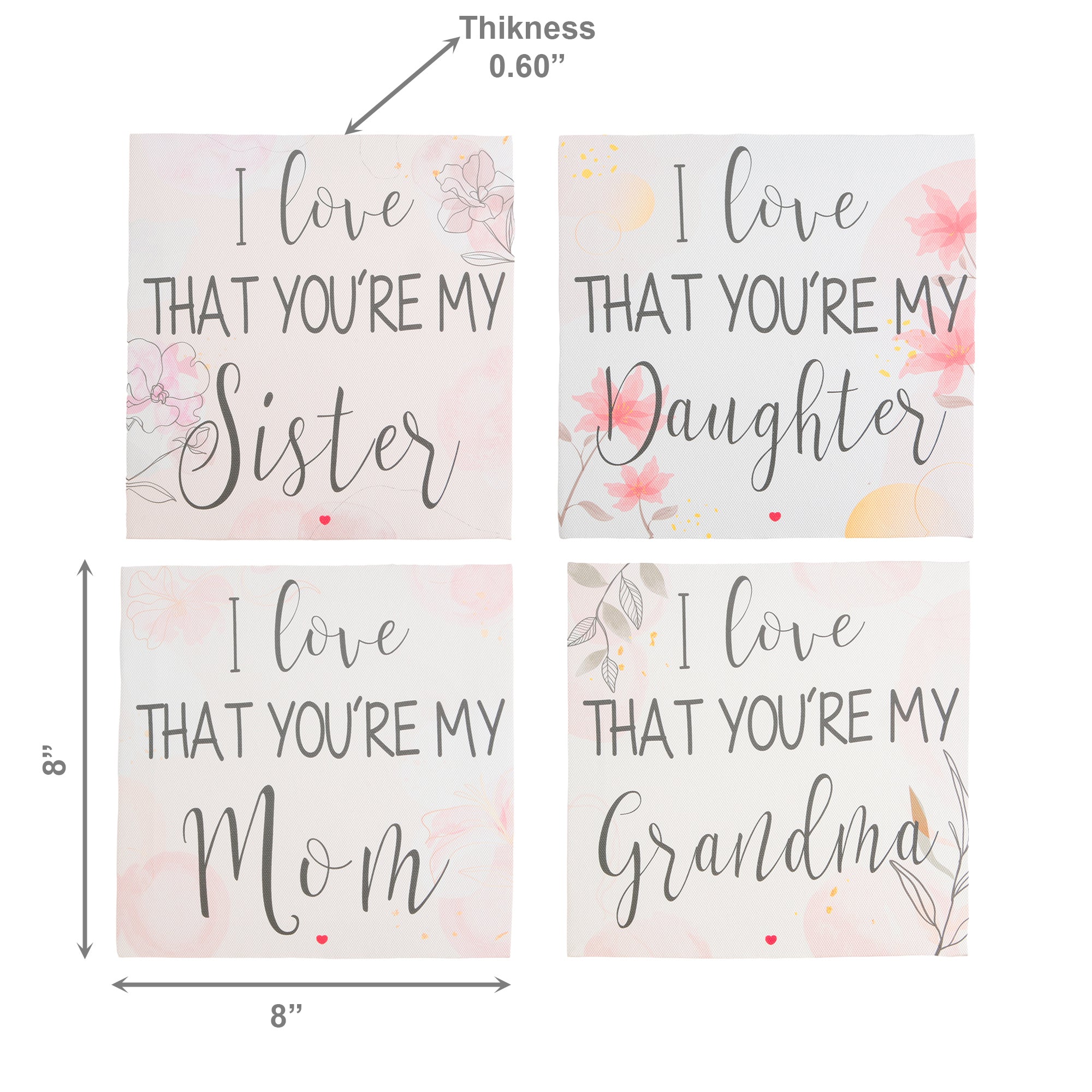 Assorted Canvas Wall Signs “I Love That You’re My...” - Set of 4