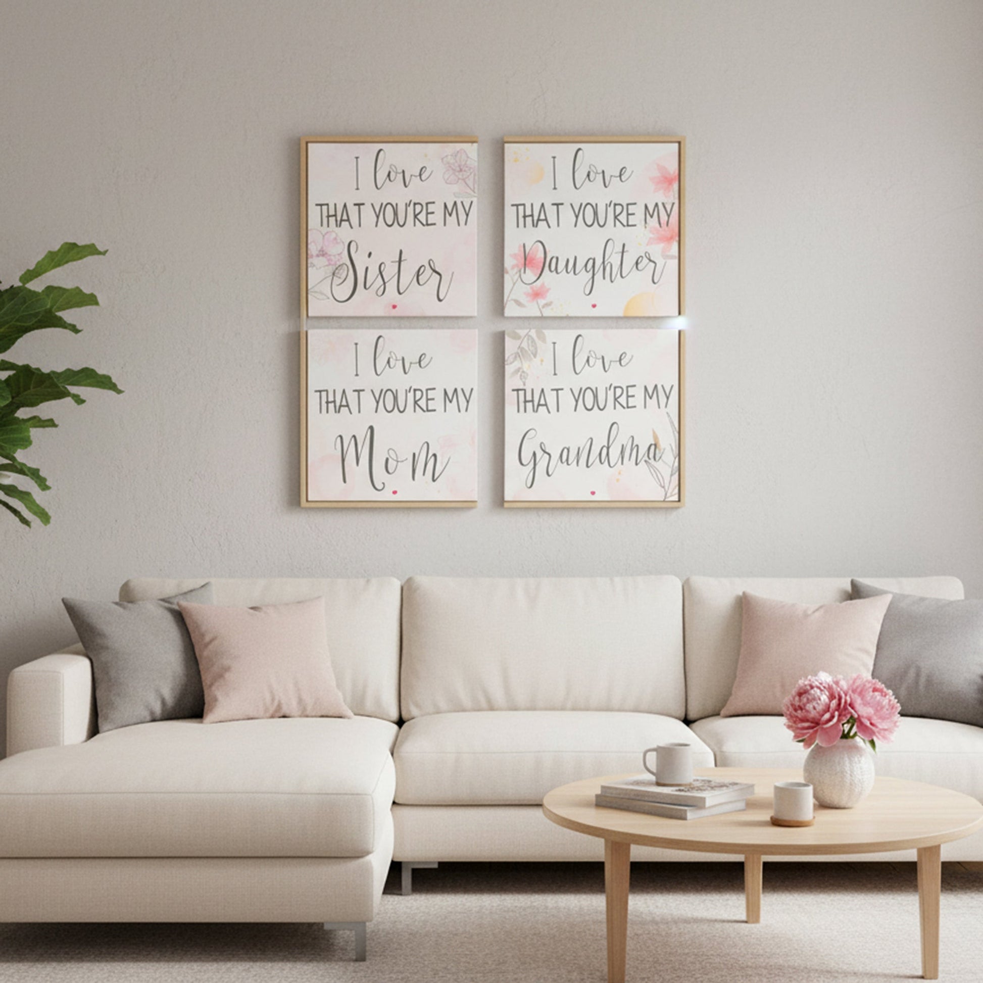 Assorted Canvas Wall Signs “I Love That You’re My...” - Set of 4