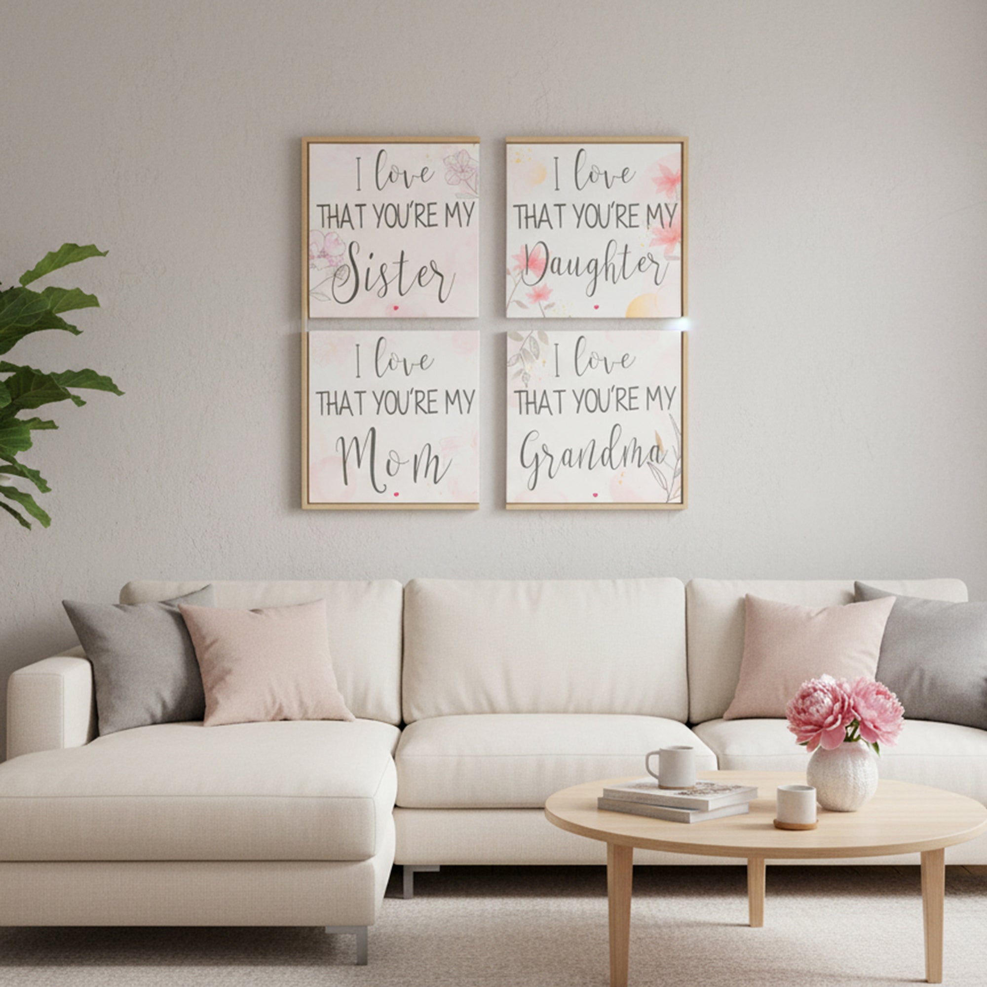 Assorted Canvas Wall Signs “I Love That You’re My...” - Set of 4