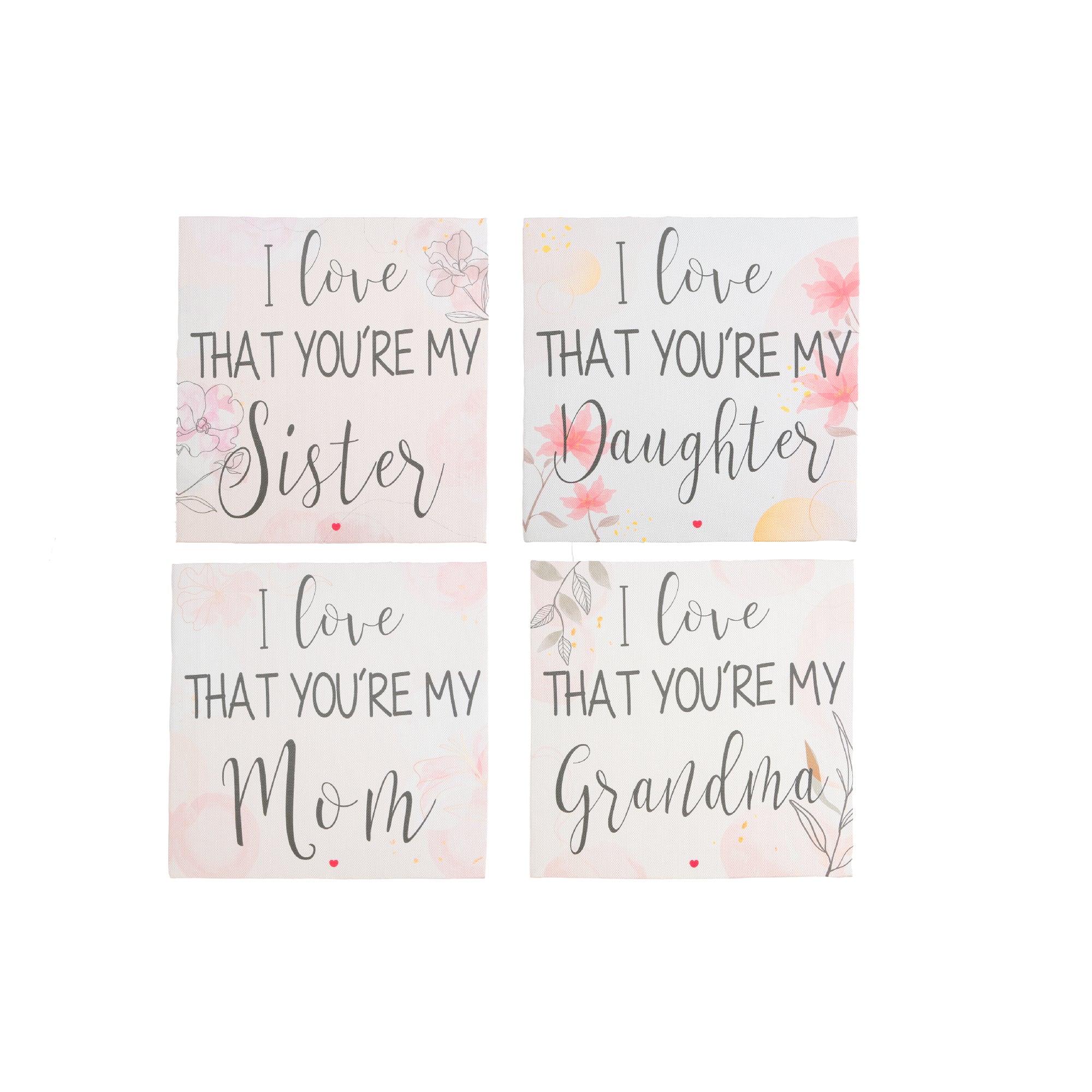 Assorted Canvas Wall Signs “I Love That You’re My...” - Set of 4