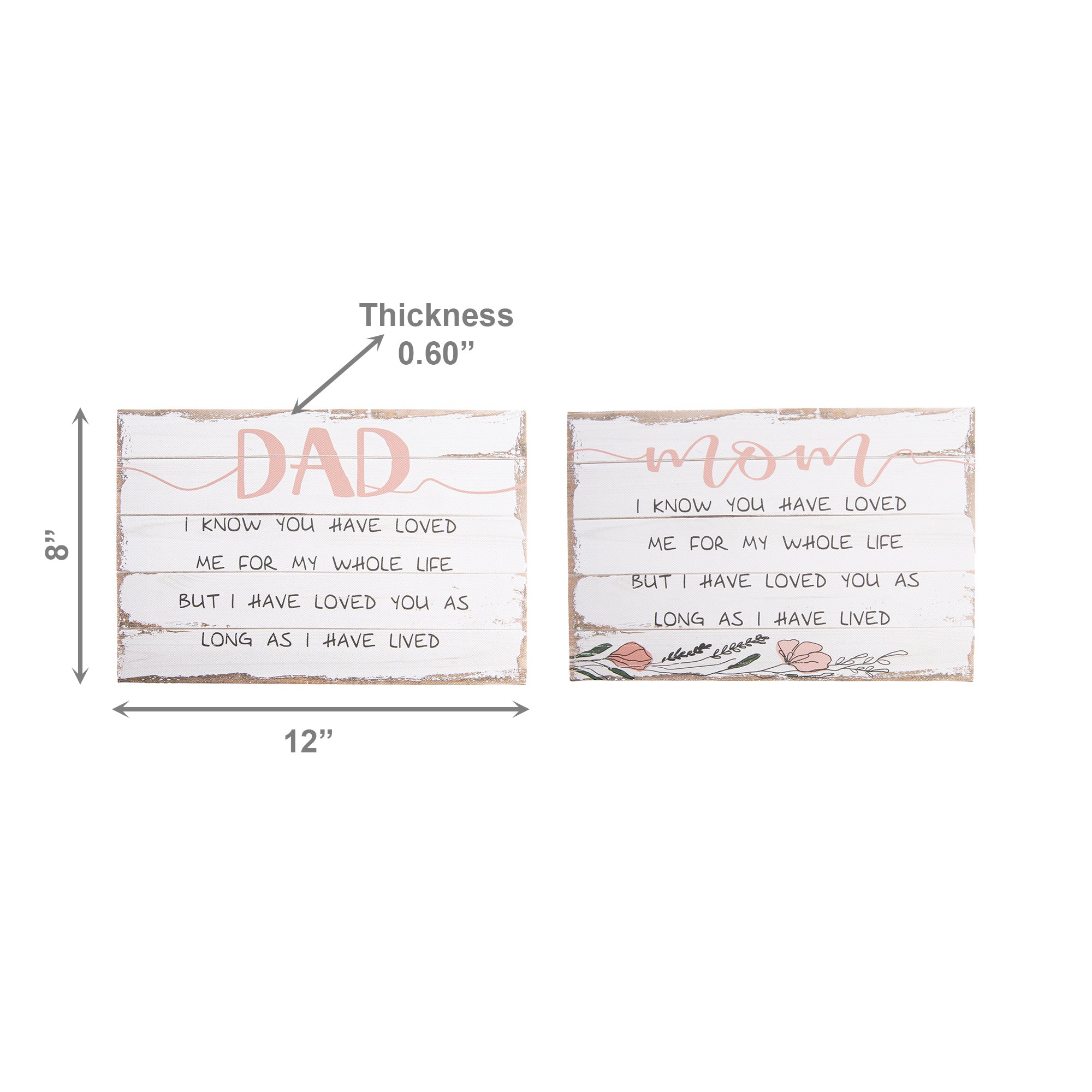 Assorted Canvas Wall Signs “Love You As Long As I Have Lived” - Set of 2