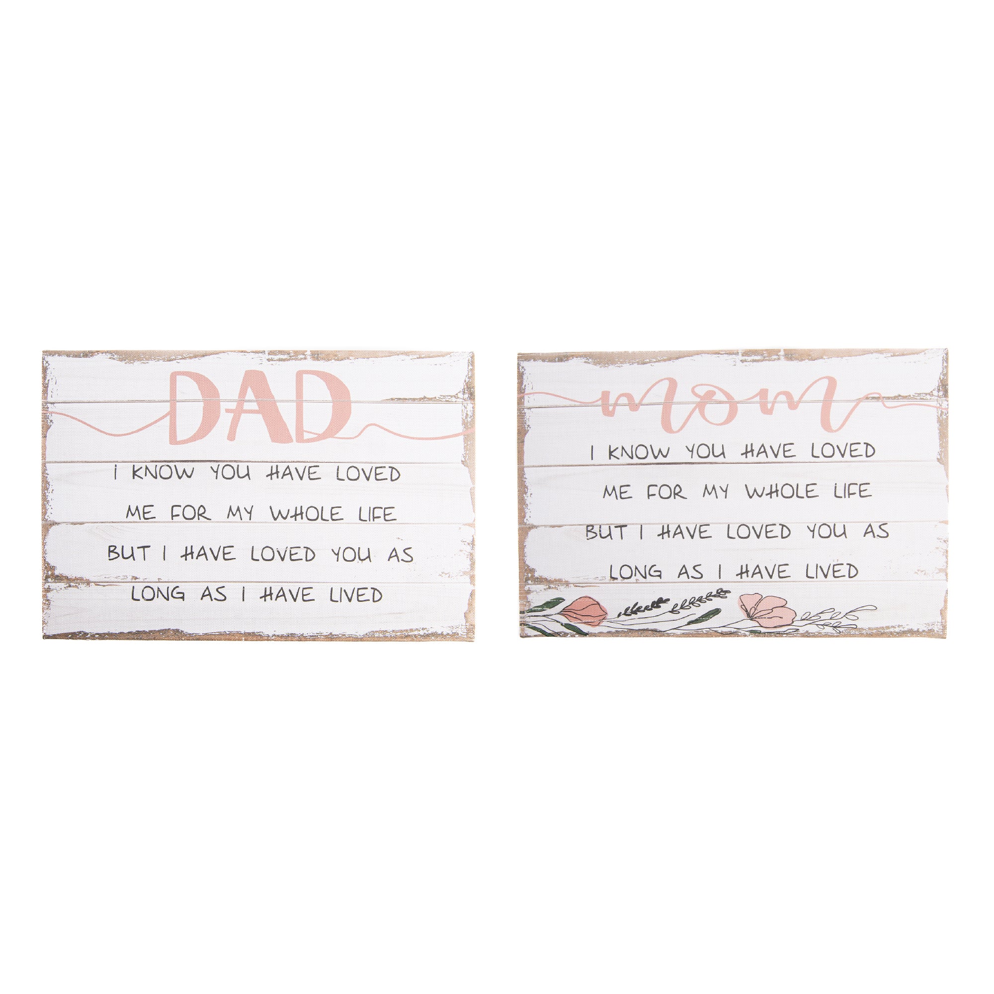 Assorted Canvas Wall Signs “Love You As Long As I Have Lived” - Set of 2