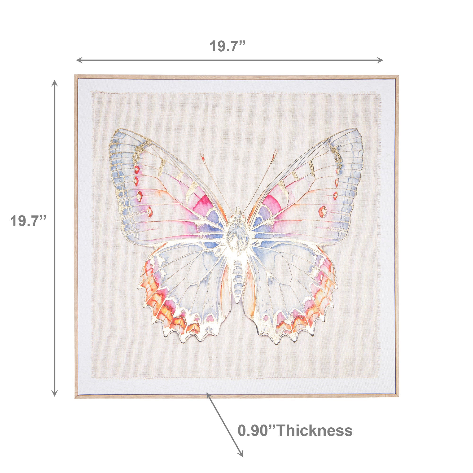 Framed Foil-Printed Canvas Art of Butterfly