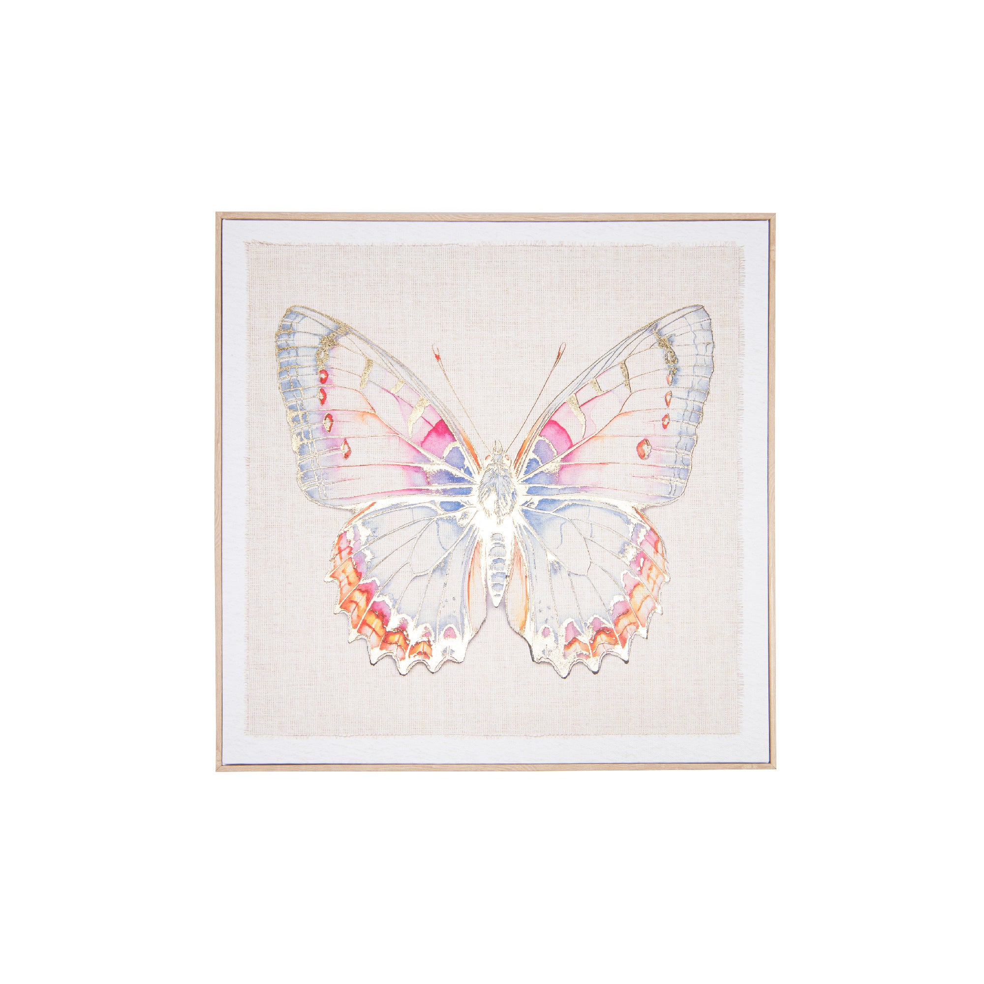 Framed Foil-Printed Canvas Art of Butterfly