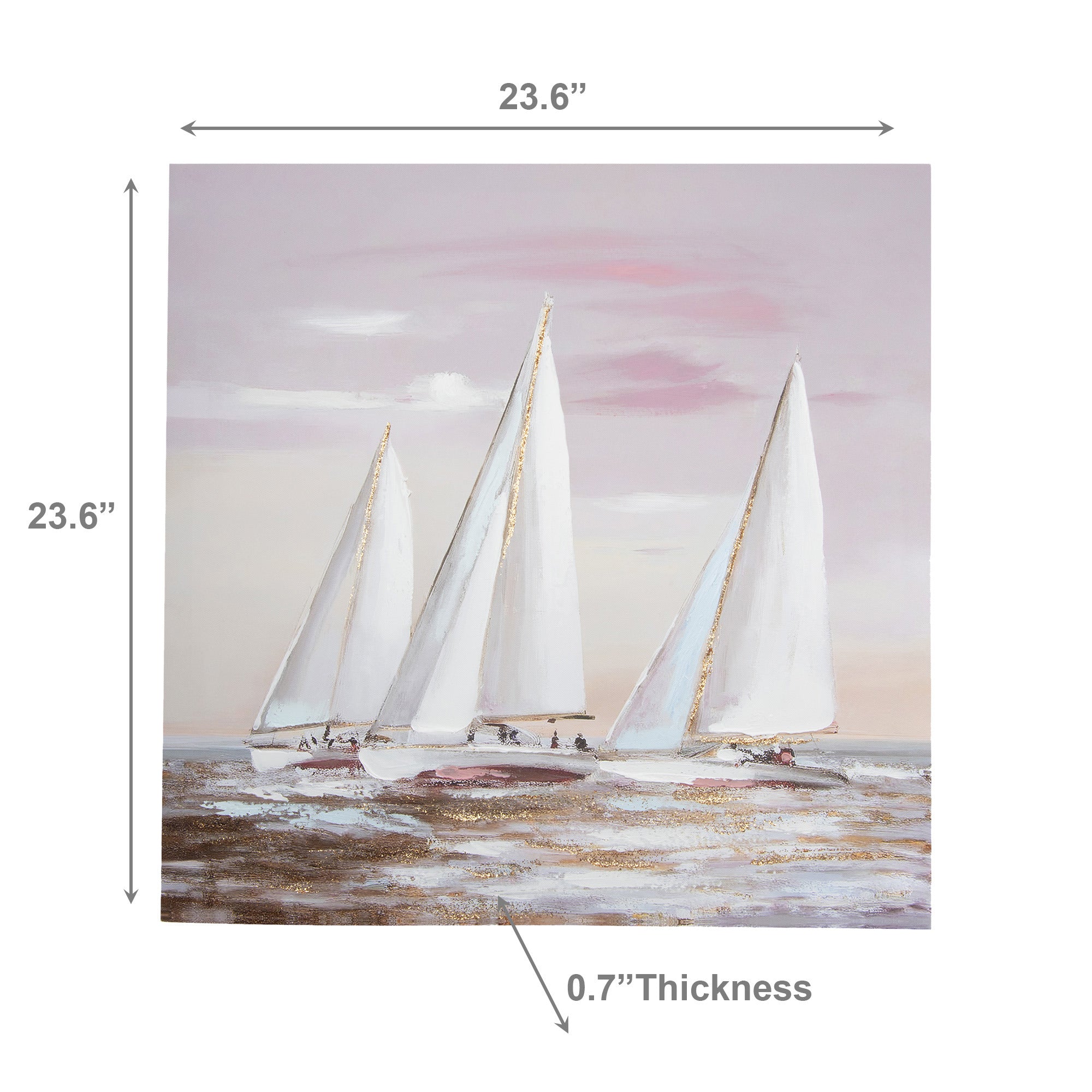Handpainted Canvas Art with Foil Detail “Sail Away”