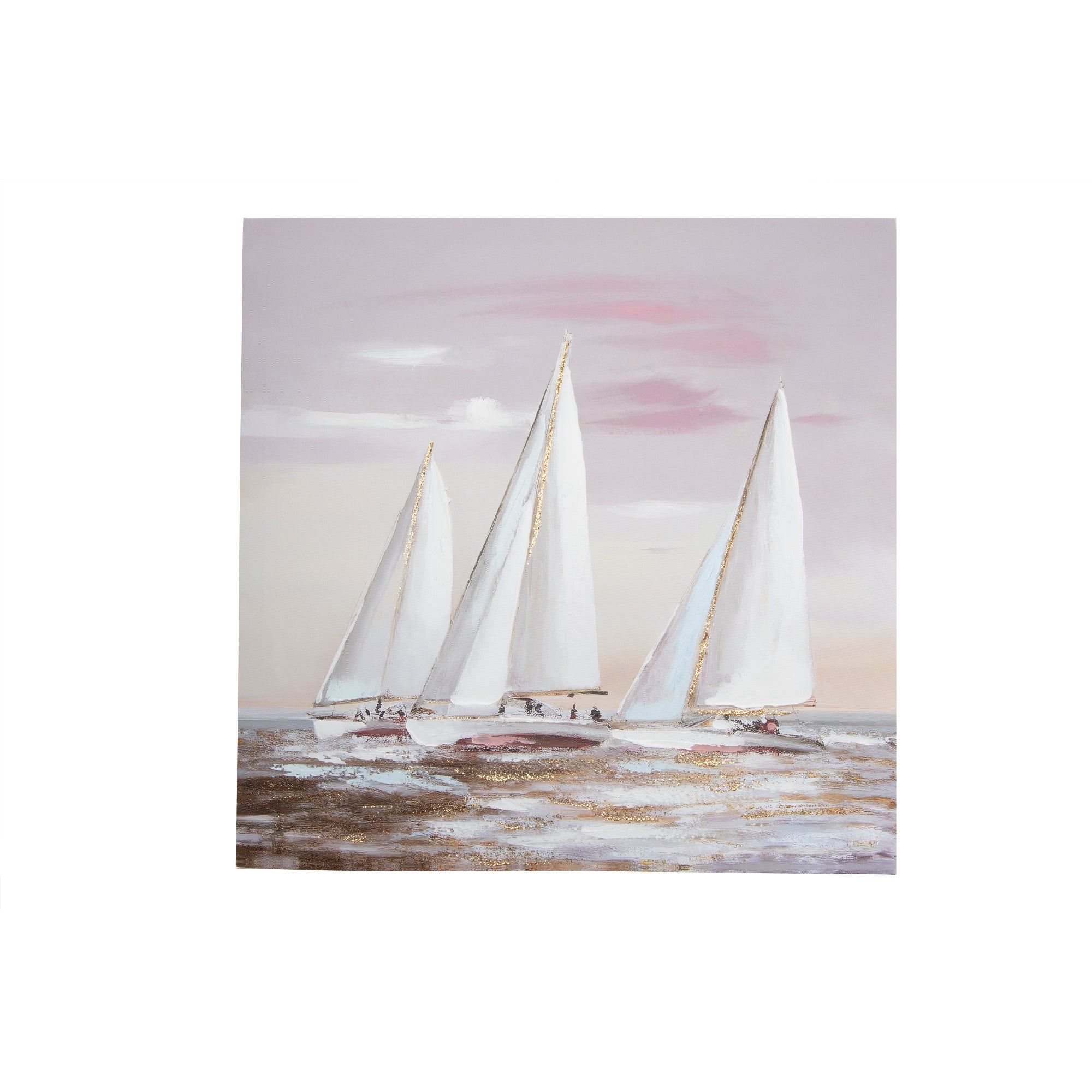 Handpainted Canvas Art with Foil Detail “Sail Away”