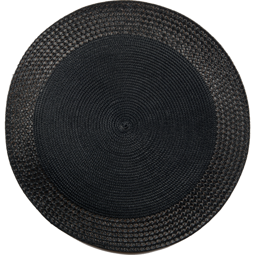 Round Vinyl Placemat with Border – Black, Set of 12
