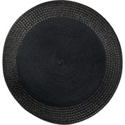 Round Vinyl Placemat with Border – Black, Set of 12