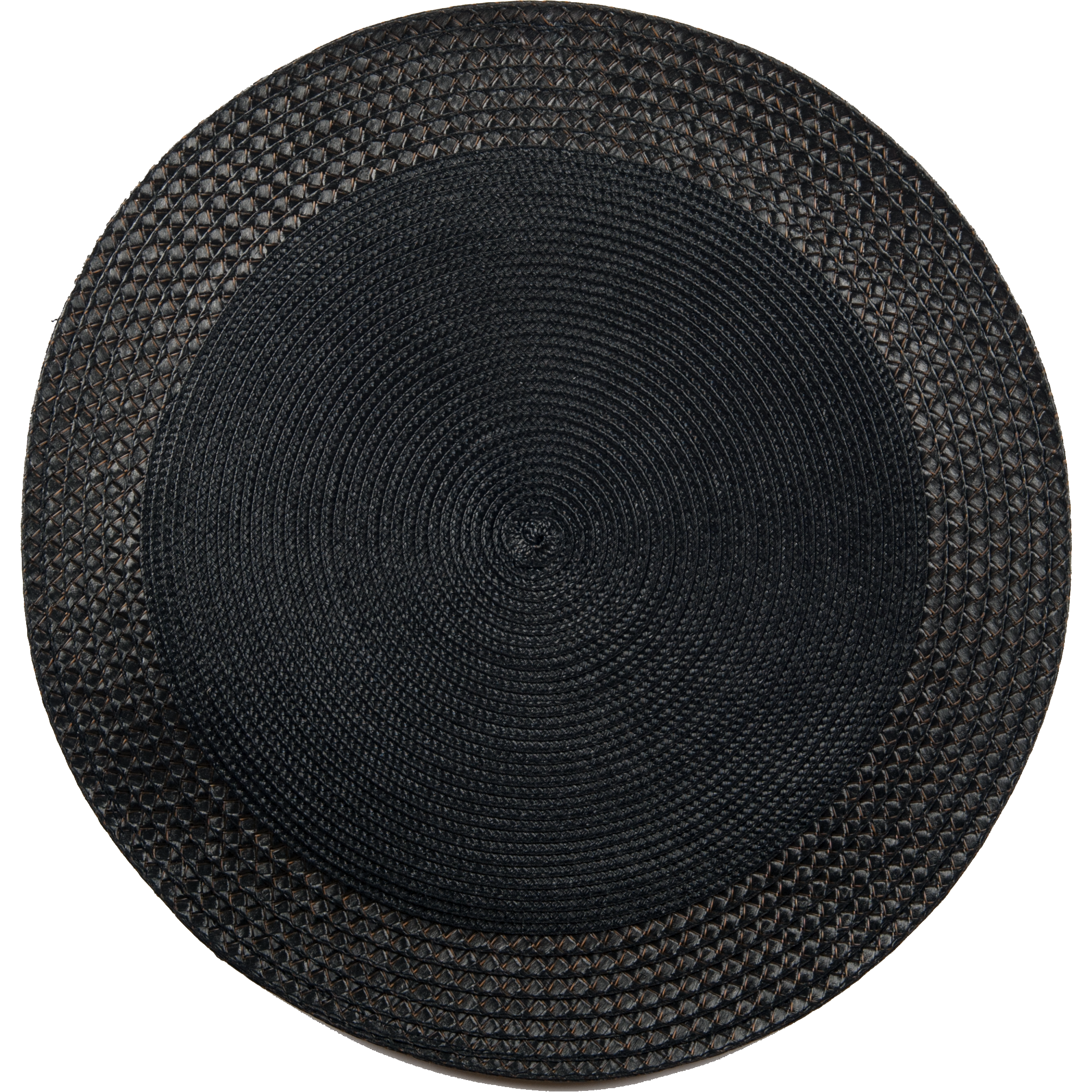 Round Vinyl Placemat with Border – Black, Set of 12