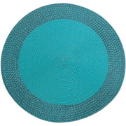 Round Vinyl Placemat with Border – Teal, Set of 12