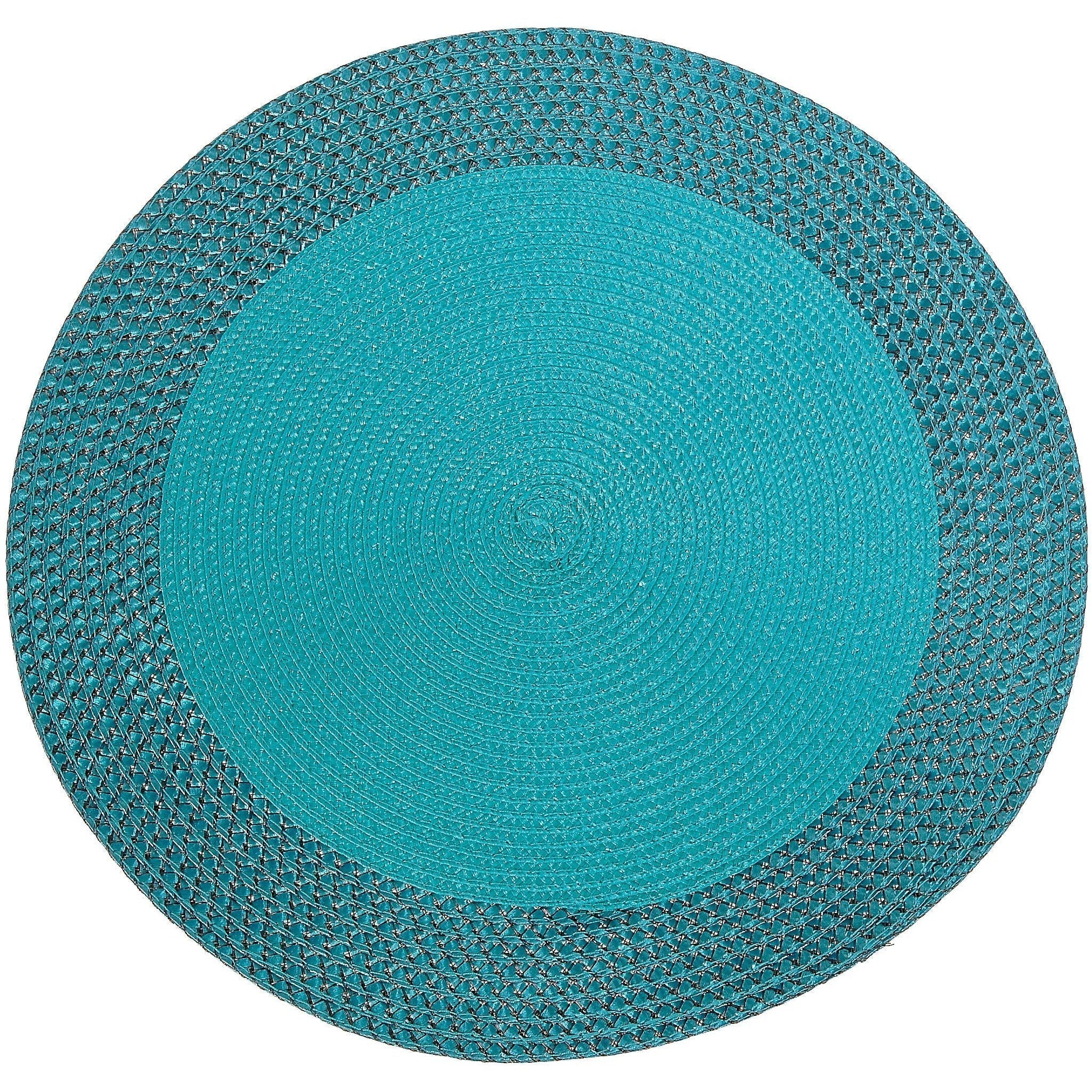 Round Vinyl Placemat with Border – Teal, Set of 12