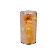 LED Cylinder Glass Candle Stand Bronze 5.9 Inch - Set of 2 Decorative Table Lantern