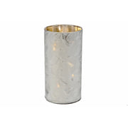 LED Cylinder Glass Stand Silver 5.9 Inch Decorative Candle Holder - Set of 2