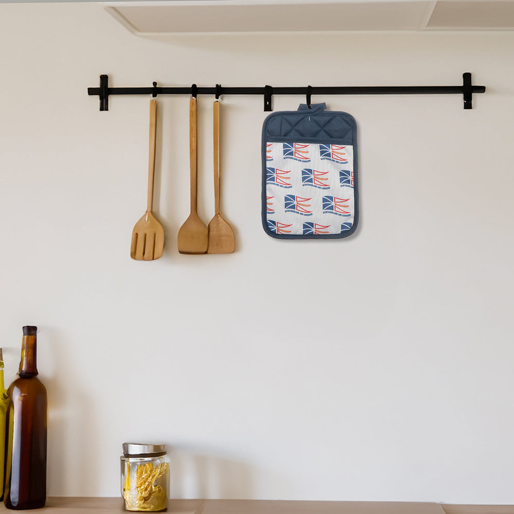 Pot Holder with Pocket Newfoundland Waving Flag, Heat Resistant Kitchen Accessory, Coastal Decor, Set of 6