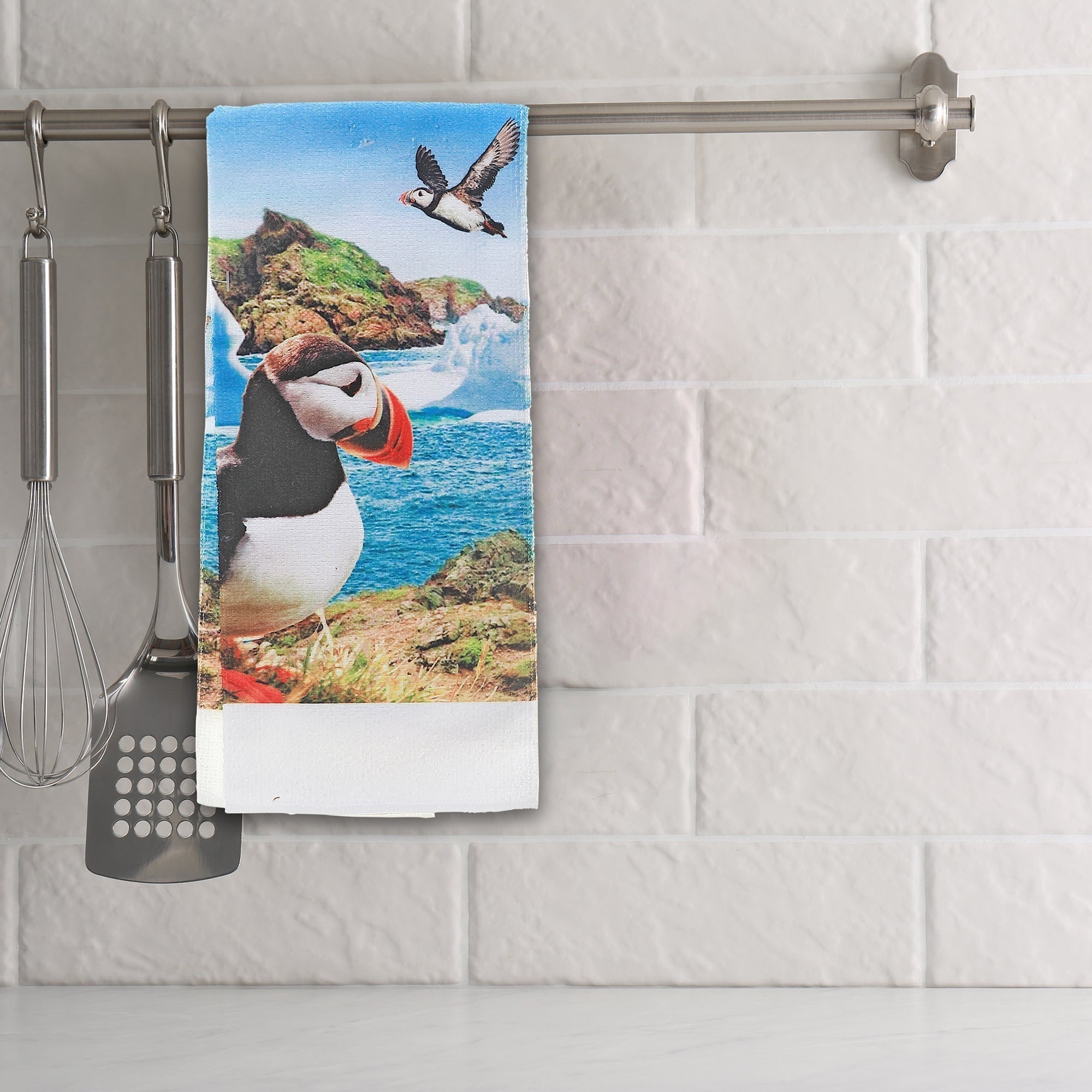 Hand Towel Puffin Design Set Of 6, Bathroom Kitchen Decor