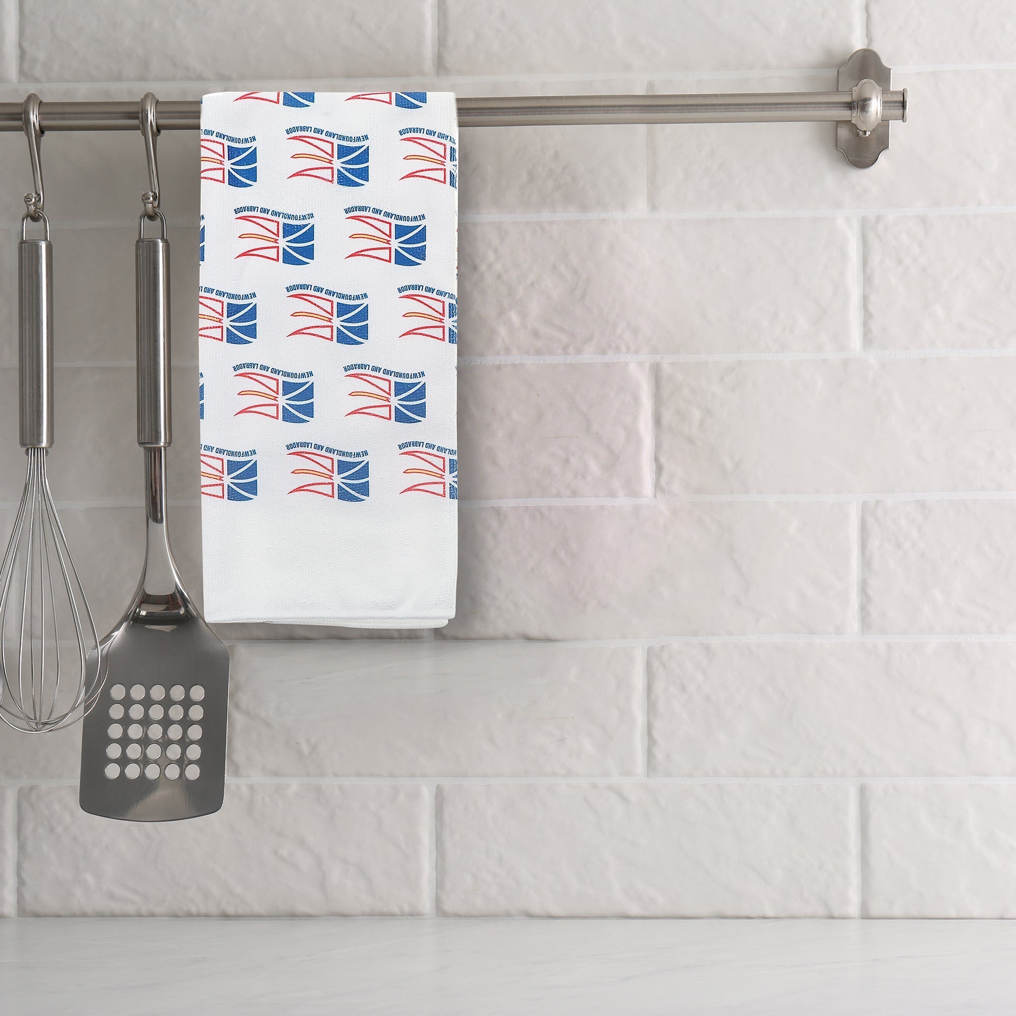 Hand Towel Newfoundland Waving Flag, Kitchen Dish Towel, Coastal Home Decor, Absorbent Cotton, Set of 6