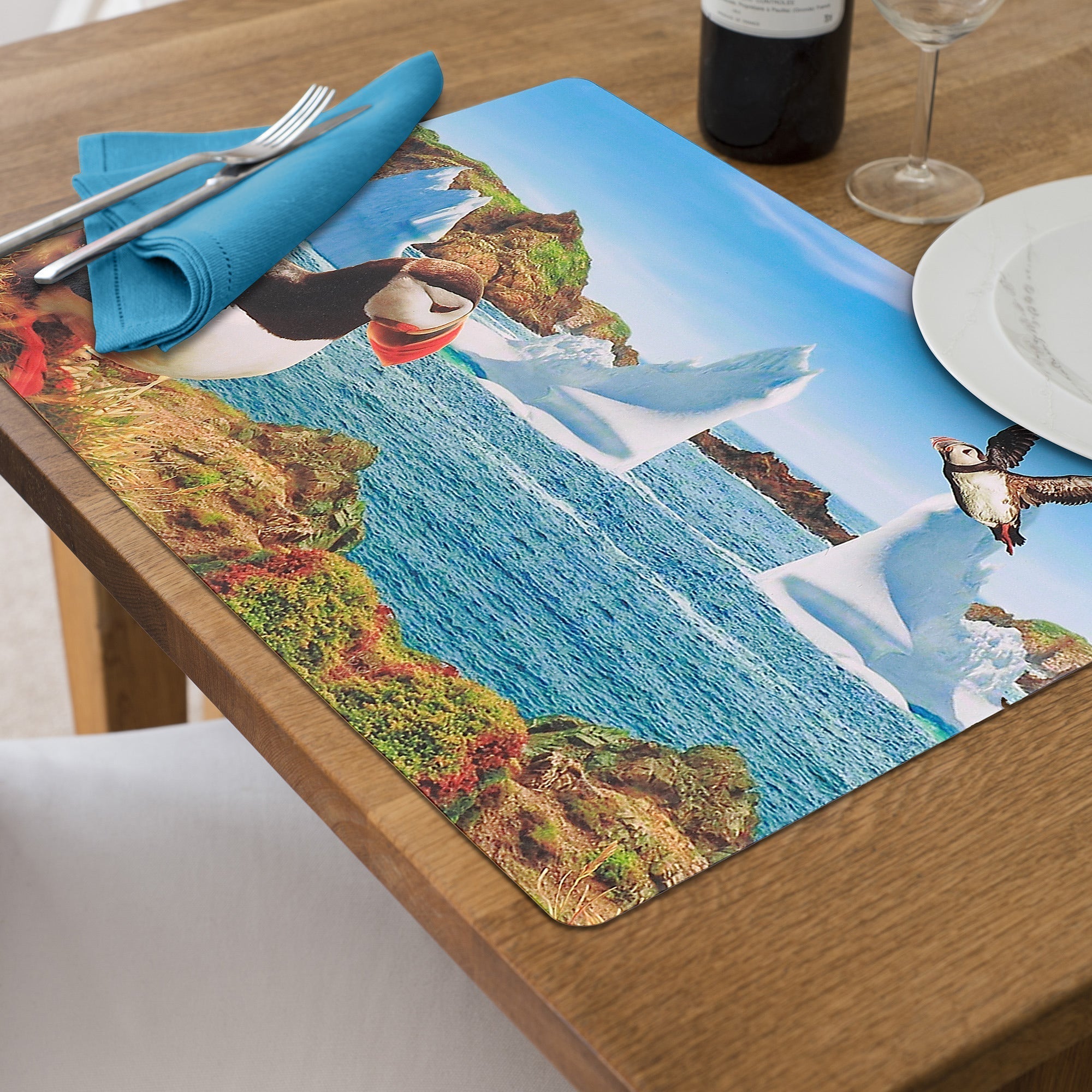 Plastic Placemat Puffin 10.75 X 16.75 Set Of 12, Kitchen Dining Table Decor