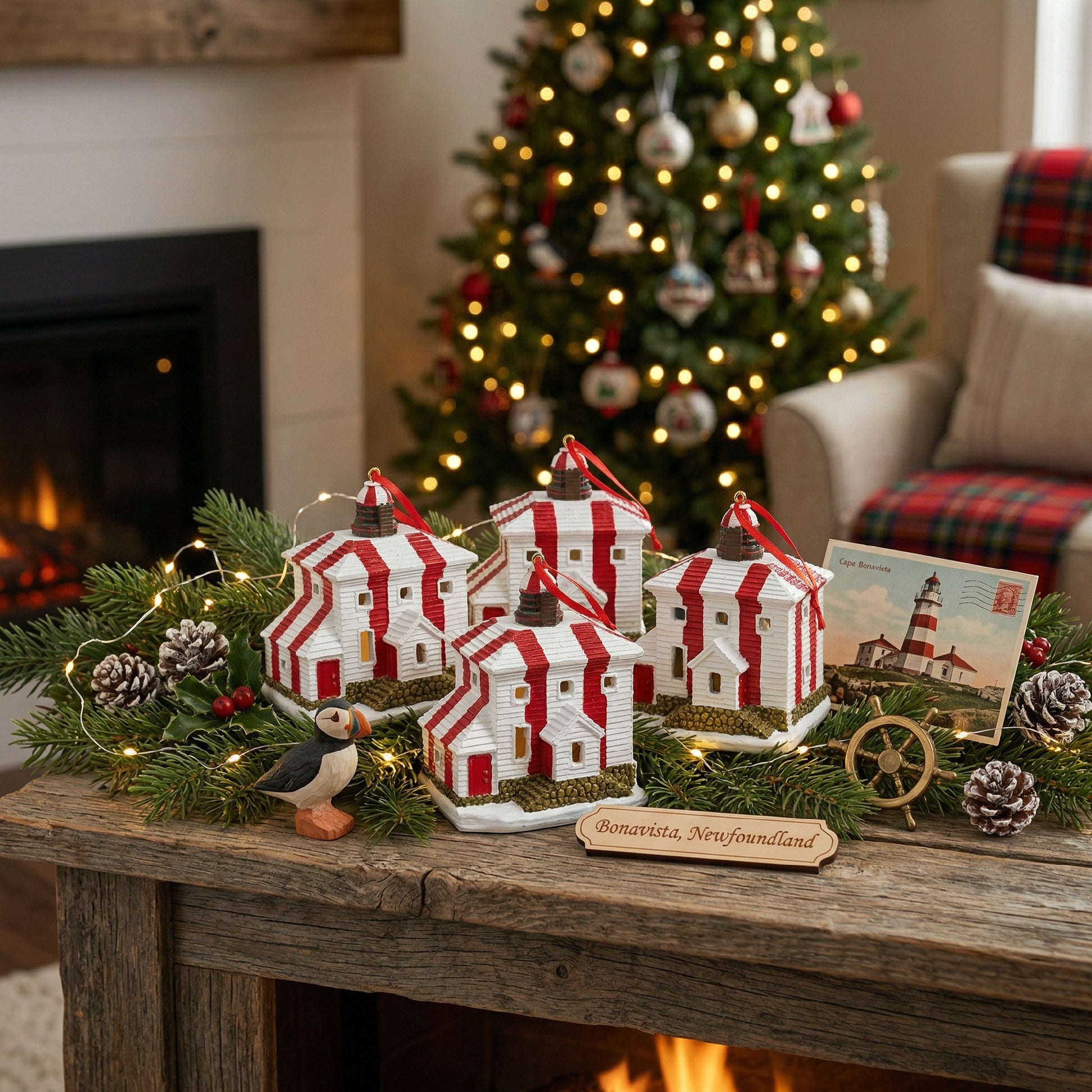 Polyresin Bonavista Ornament, Christmas, Ornament, Holiday Decor- Set of 4