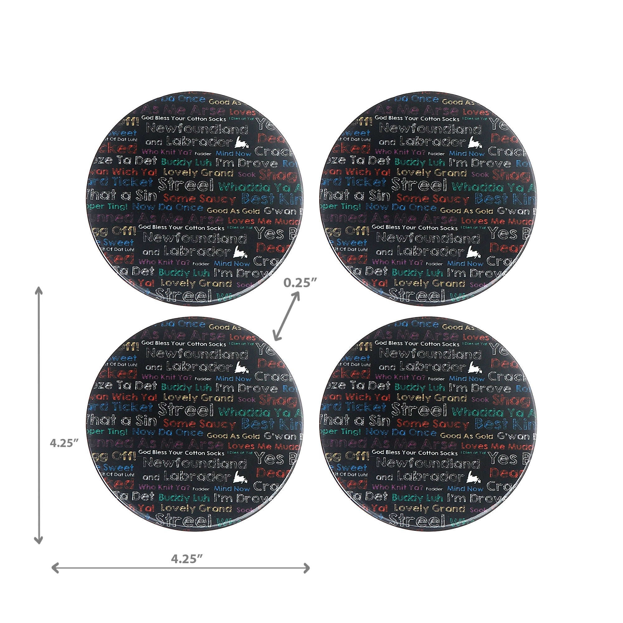 4 Pc Round Ceramic Coasters Colorful Sayings, Colorful Sayings Ceramic Coaster Set Of 4, Round Drink Coasters, Fun Kitchen Decor