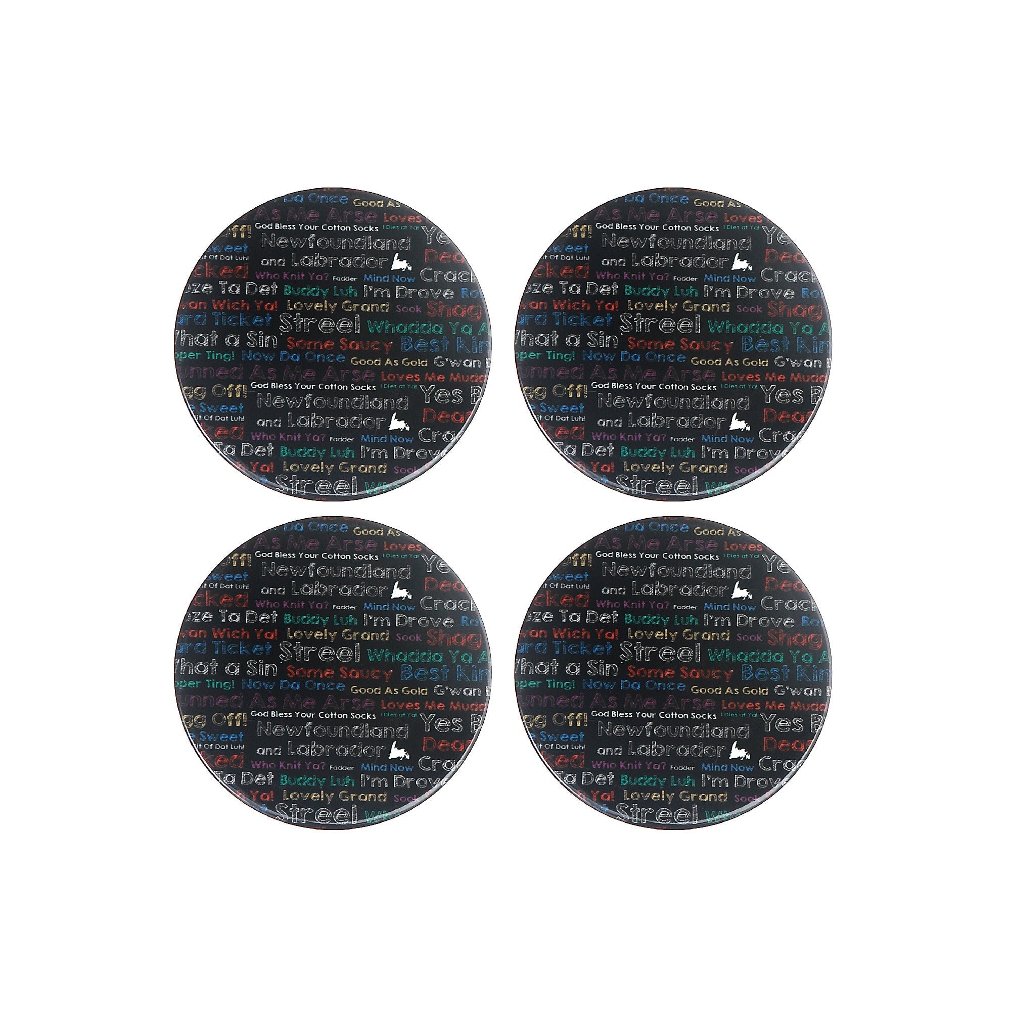 4 Pc Round Ceramic Coasters Colorful Sayings, Colorful Sayings Ceramic Coaster Set Of 4, Round Drink Coasters, Fun Kitchen Decor