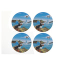 4 Pc Round Ceramic Coasters Puffin