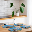 4 Pc Round Ceramic Coasters Puffin