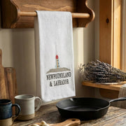White Waffle Kitchen Towel with Embroidered Lighthouse - Set of 6