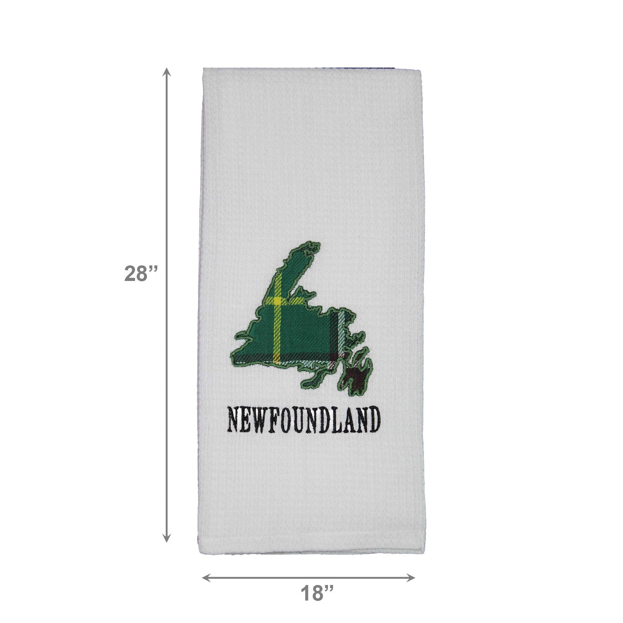 White Waffle Kitchen Towel with Newfoundland Tartan Embroidery - Set of 6